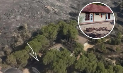 Estrutura de acampamento cristão permanece intacta após incêndio na Espanha