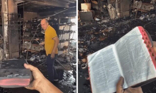 Bíblia é encontrada intacta após incêndio em loja de embalagens em Goiânia